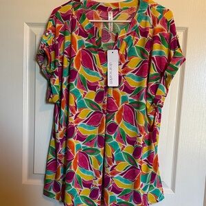 Colorful Leaf Print Blouse